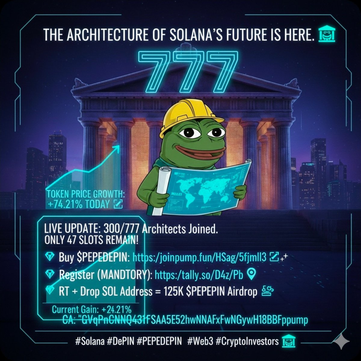 🚨 $PEPEDEPIN IS SCALING 🏗️🐸

The DePIN revolution on Solana is here. $PEPEDEPIN is building a human-centric decentralized infrastructure — not just another token.

🌍 Website: [pepedepin.fun](pepedepin.fun)
🔐 Only 777 Architect slots (pool locks forever)
📈