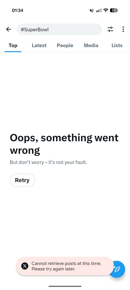 DanRaywood's tweet photo. So the #SuperBowl and #BadBunny killed X? Not seen something like this since the #failwhale days. https://t.co/gUJkTiiu4n