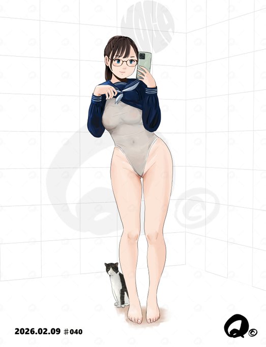 「セーラー服白競泳水着」が伸びると聞いた子 自撮り練習中～