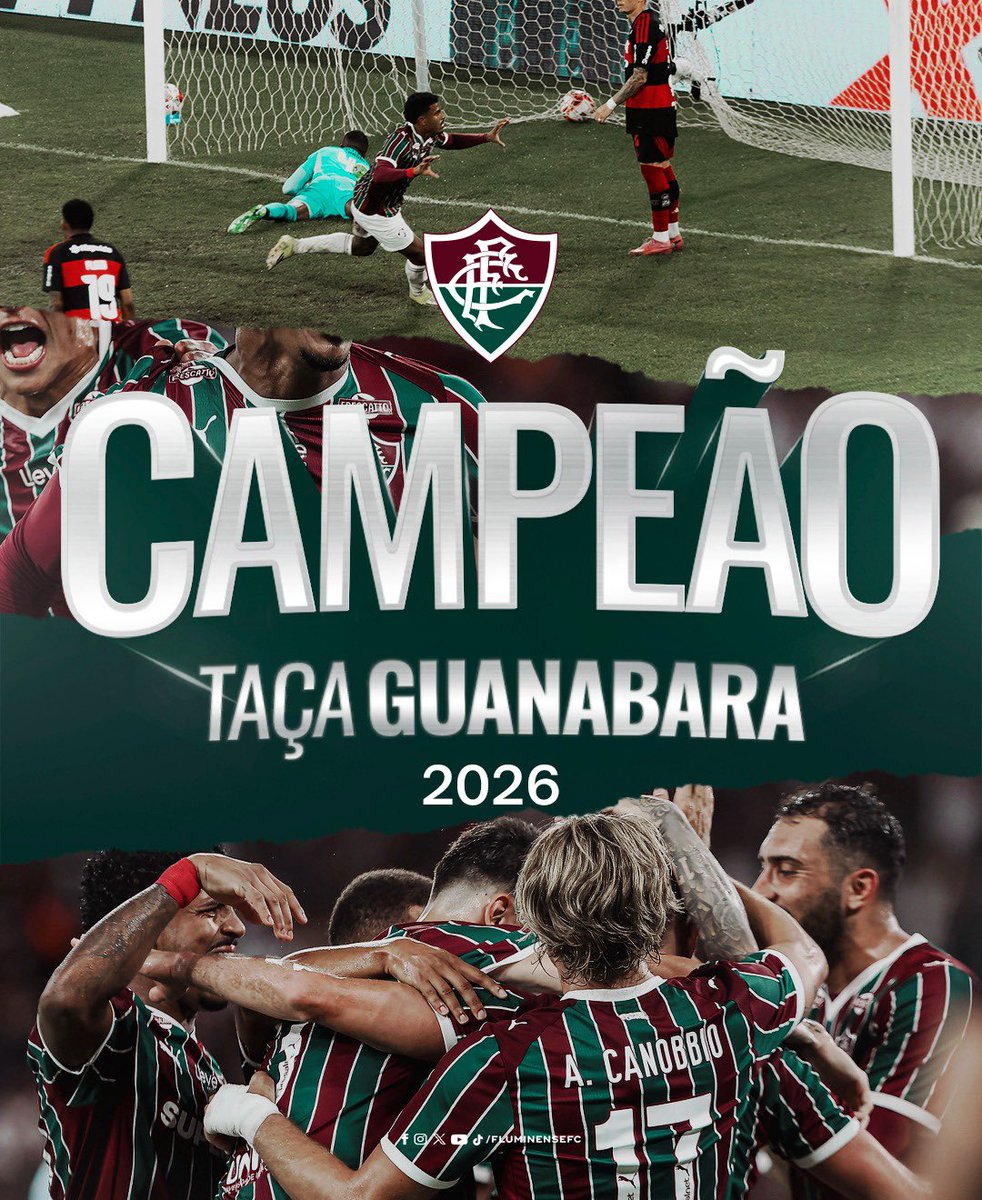 FluminenseFC's tweet image. 𝐅𝐋𝐔𝐌𝐈𝐍𝐄𝐍𝐒𝐄 𝐅𝐎𝐎𝐓𝐁𝐀𝐋𝐋 𝐂𝐋𝐔𝐁 - 𝐂𝐀𝐌𝐏𝐄Ã𝐎 𝐃𝐀 𝐓𝐀Ç𝐀 𝐆𝐔𝐀𝐍𝐀𝐁𝐀𝐑𝐀 𝟐𝟎𝟐𝟔

Líder isolado do grupo, 100% de aproveitamento em clássicos e primeiro título da temporada!