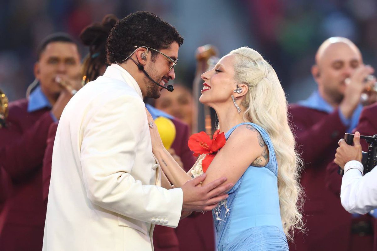 knowing how much bad bunny admires lady gaga makes this moment so precious and iconic😭 #Superbowl