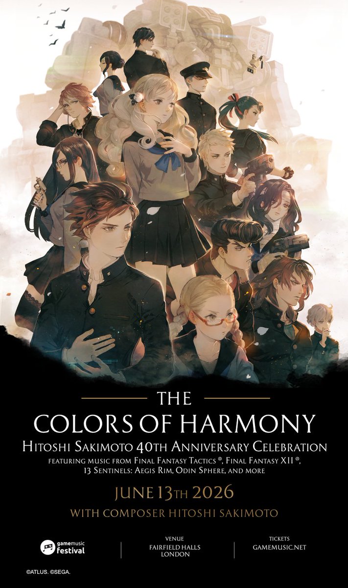 🎉✨🎶祝・活動40周年🎶✨🎉
📅 6月13日（土）｜📍ロンドン（イギリス）
ベイシスケイプ 崎元仁氏 40周年記念コンサート
「The Colors of Harmony」開催決定！
『十三機兵防衛圏』の楽曲も演奏予定
✨この記念すべき日を、
ぜひご一緒にお祝いください✨

🔗 詳細はこちら
gamemusic.net