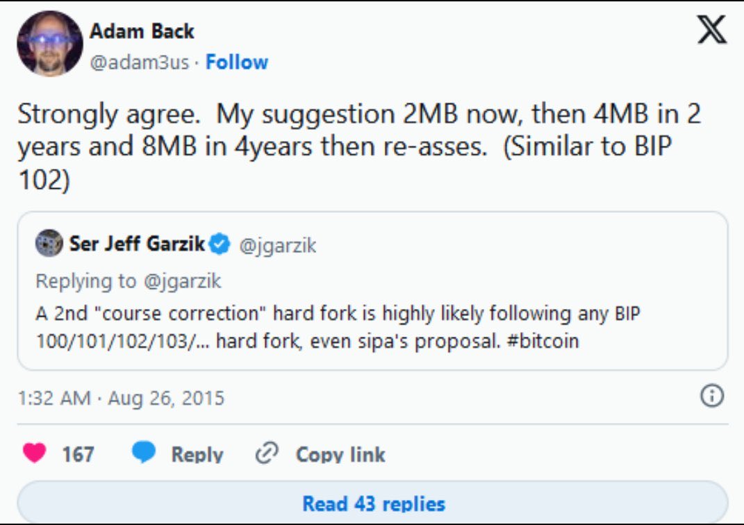 The reason the fork wars happend was because from 2015 onward there was lobbying being done in the bitcoin community to prevent bitcoin from becoming a viral counter currency against central banking, it was always meant to scale until there were sudden “scaling worries” $BTC $BCH