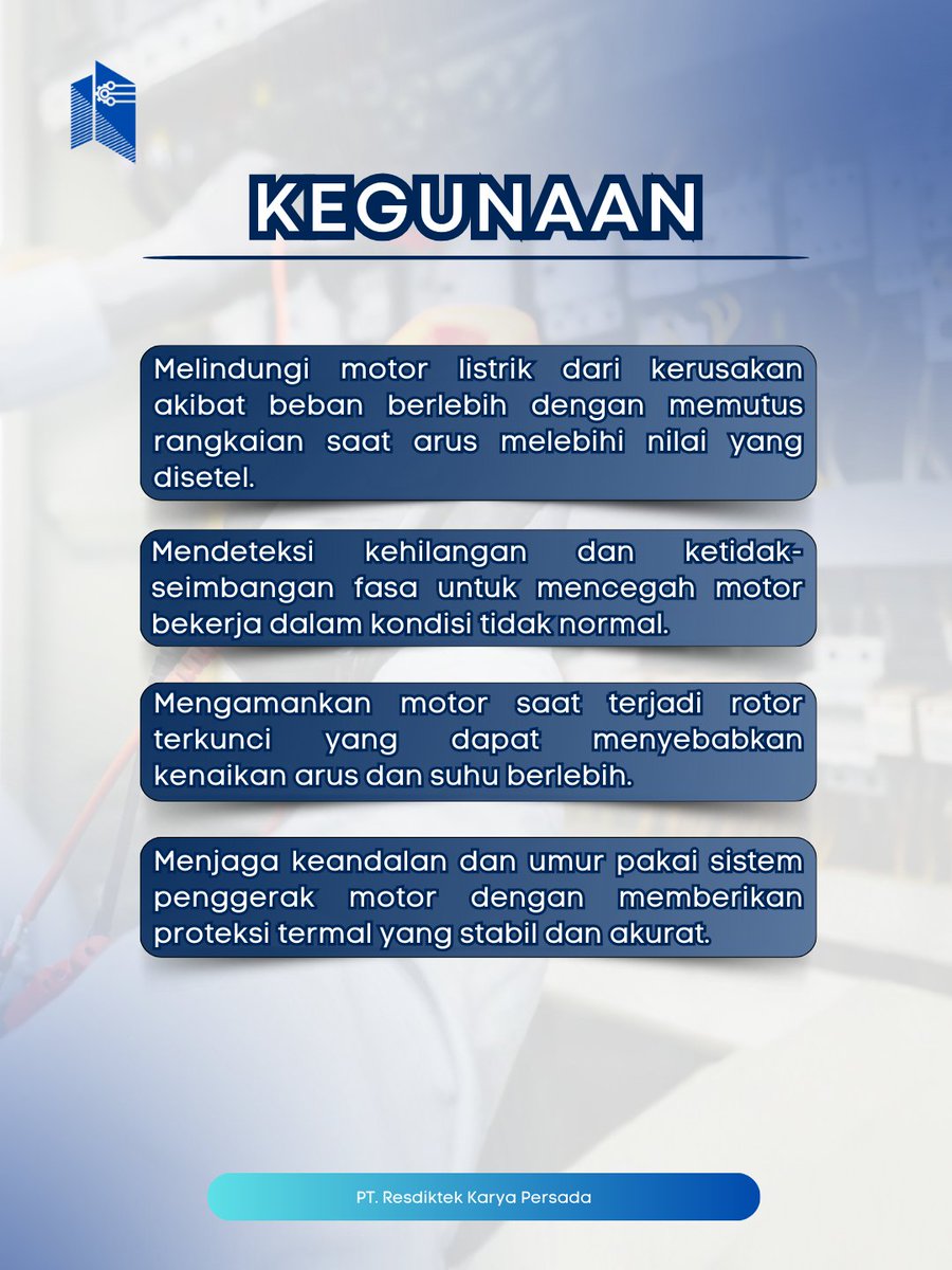 resdiktek_karya's tweet photo. Motor sering panas berlebih? Di sinilah peran Thermal Overload Relay jadi krusial. Proteksi ini otomatis memutus arus saat beban berlebih, menjaga motor tetap aman, awet, dan bebas risiko kebakaran listrik.

#resdiktekid #thermaloverloadrelay #motorprotection #electricalsafety https://t.co/BAkR1lCx0G