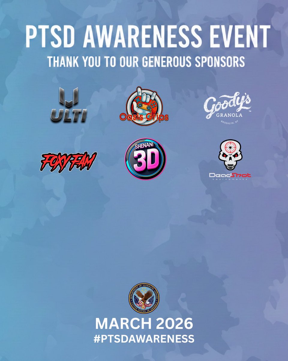 Here is the list so far of the amazing people &amp; companies sponsoring the PTSD AWARENESS subathon for the VA!

If you wish to be involved. Reply below or shoot me a DM!

Tag places below too 😊
