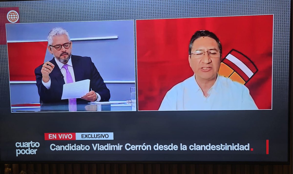 !VERGÜENZA NACIONAL,CERRON SE BURLA DEL SISTEMA DE JUSTICIA!
Este prófugo de la justicia continua dando entrevistas libremente desde la clandestinidad.
Donde esta el Sistema de Inteligencia Nacional.