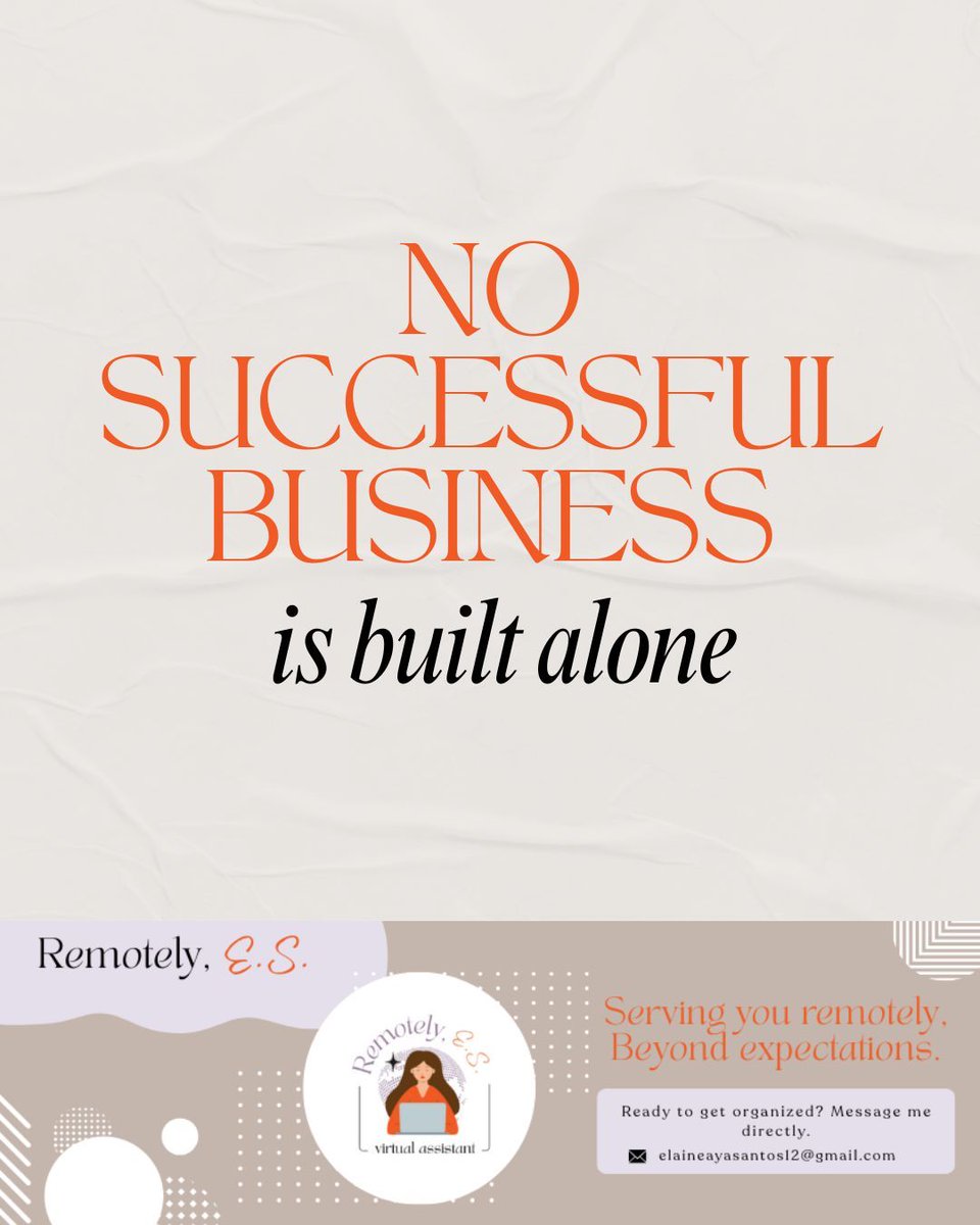 Remotely_ES's tweet image. No successful business is built alone.
Behind every growing brand is support, systems, and the right people.

Ready to build with support?
📩 Message me to get started: elaineayasantos12@gmail.com

#VirtualAssistant #BusinessGrowth #DelegateToScale #RemoteAssistant