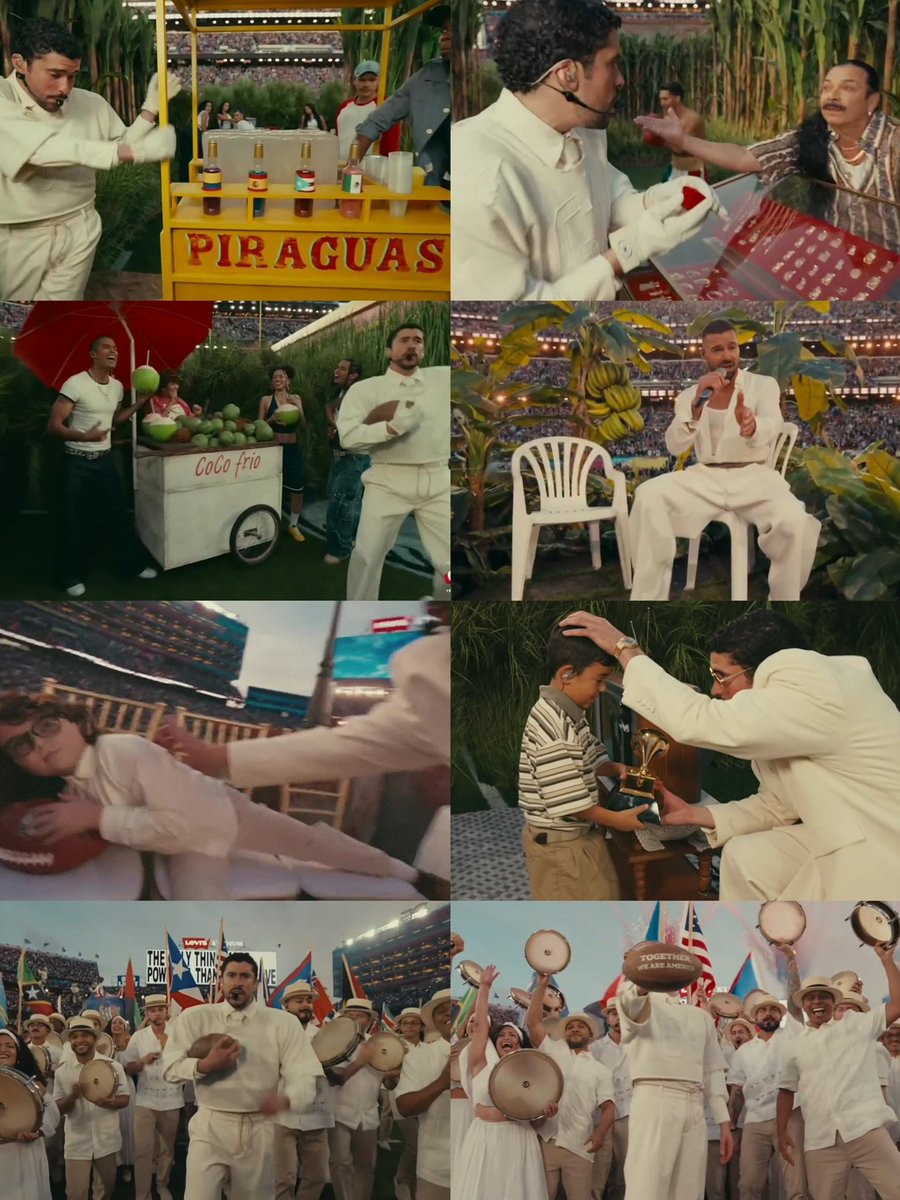 Los bailes, la barbería, la joyería, los señores jugando en la calle, la gente trepando los postes, el granizado, las fiestas latinas, el niño durmiendo en la silla, las banderas, la mención de los países latinoamericanos. Benito homenajeó de la mejor manera a Latinoamérica😭