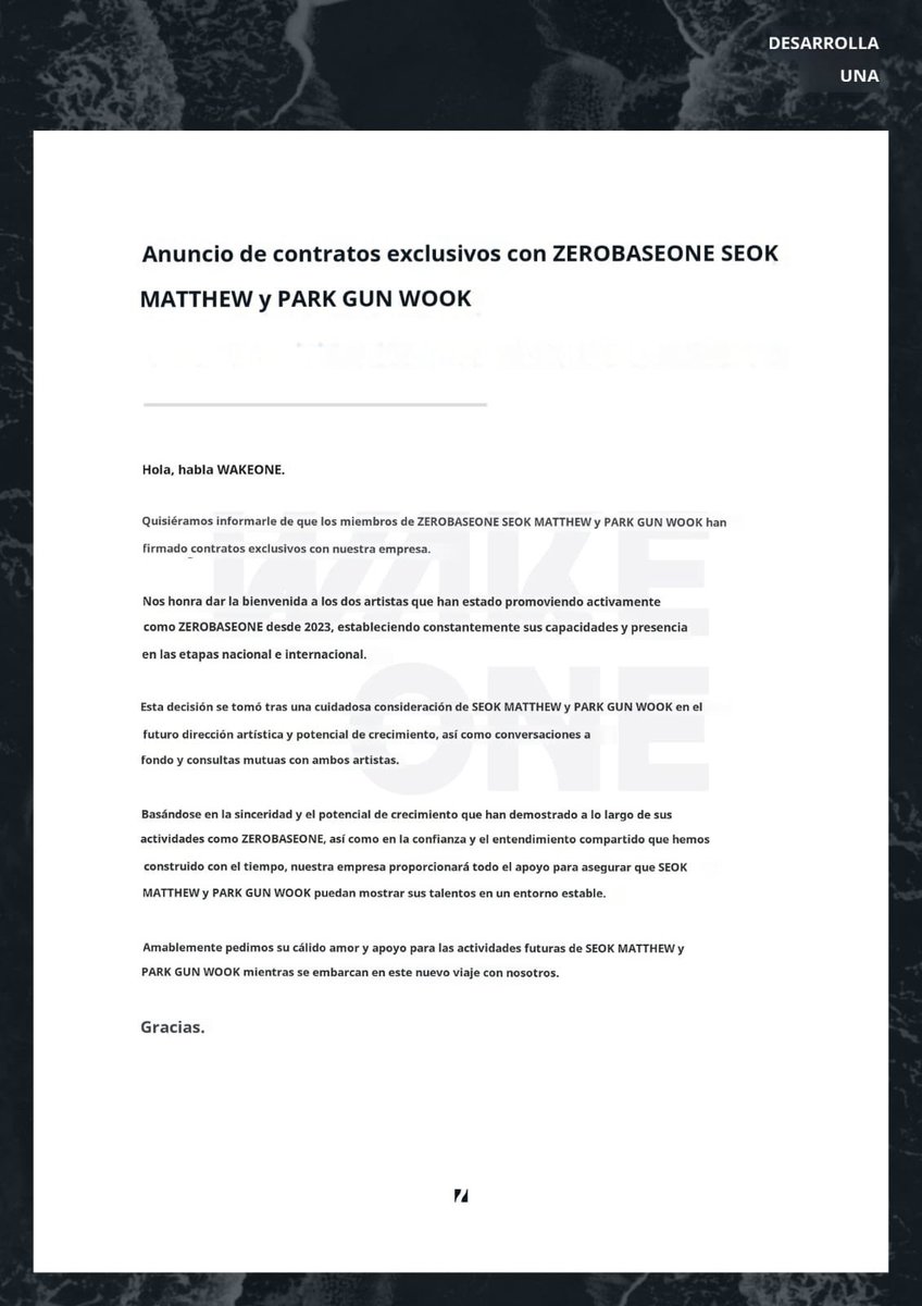 「 🧸📰   」 260108

WAKE ONE

Aviso sobre los próximos planes de ZEROBASEONE

#PARKGUNWOOK #박건욱 #パクゴヌク #朴乾旭 #ZEROBASEONE #ZB1 #제로베이스원
