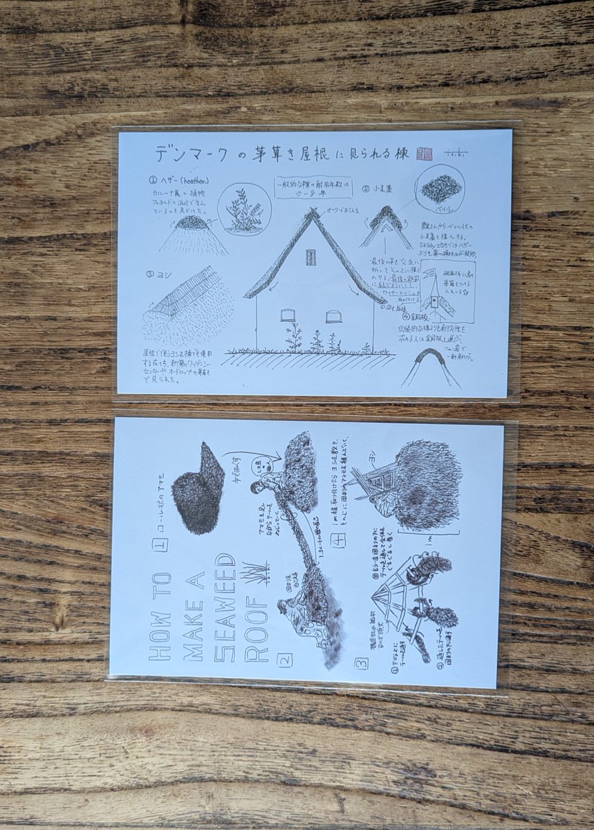 川畑太輝『遊動的生活記』
茅葺き職人さんによるデンマーク滞在記。これを目当てに文フリに行った。序文でもういい本だとわかる。絵も写真も充実していて、特にスケッチがすばらしい。こういう手描きの線画が大好きなのでポストカードも全種類ほしいくらいだった。 #文学フリマで買った本