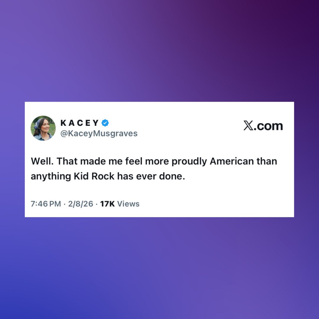 PopBase's tweet image. Kacey Musgraves shares new tweet following Bad Bunny’s #SuperBowl halftime show:

“Well. That made me feel more proudly American than anything Kid Rock has ever done.”