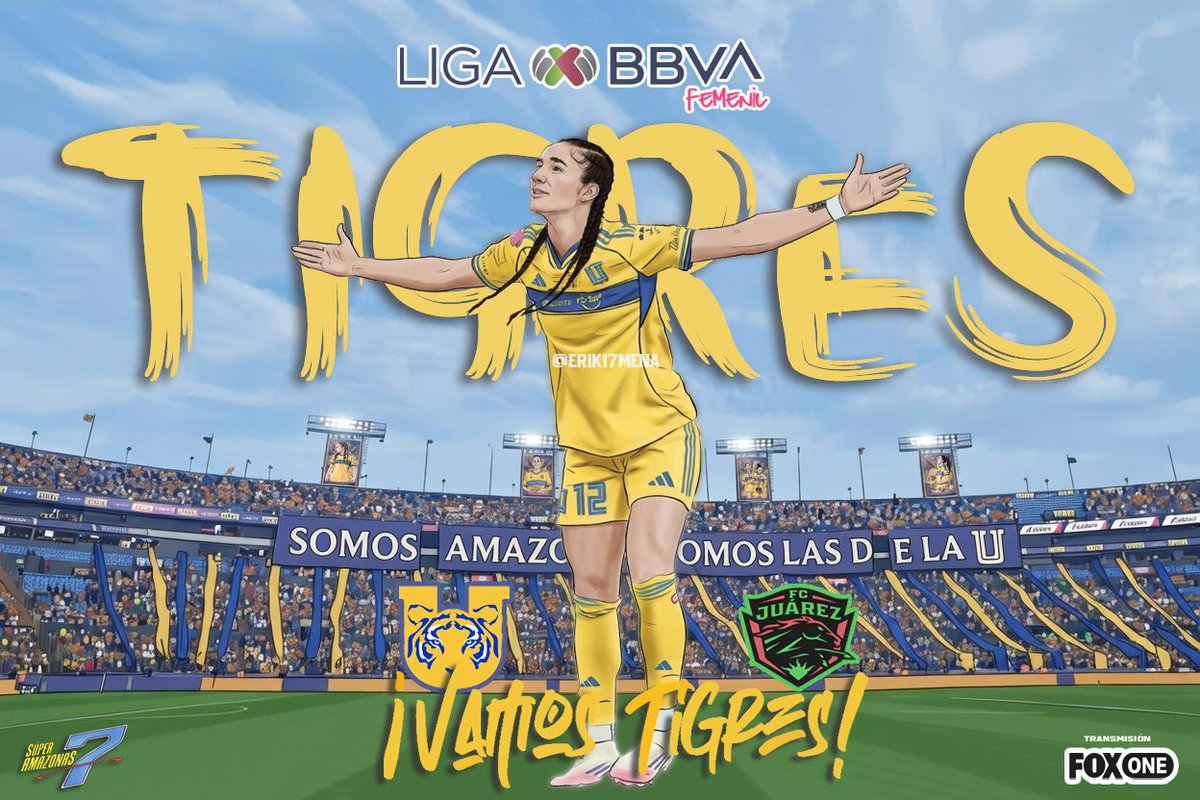SOMOS AMAZONAS, SOMOS LAS DE LA U

J08 / CL26
⚽ <a href="/TigresFemenil/">Club Tigres Femenil 🐯</a> 🆚 Juarez
🏟️ Universitario
🕓 18:00 hrs
📺 FOX One

¡Vamos Tigres! por los 3 pts 🐯👊
<a href="/diana0rdonez/">Diana Ordóñez</a> <a href="/DinastiaTigre/">Dinastía Tigre</a>