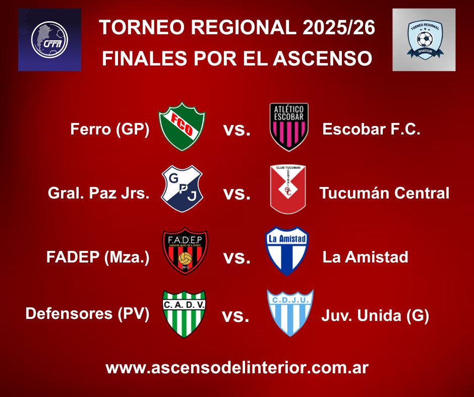 🇦🇷#TorneoRegional. ¡FINALES CONFIRMADAS! 🤠😍🫶

🗓️ Se jugarán el 15/2 en estadio neutral y horario a confirmar.
🏢 El martes a las 15 horas hay reunión informativa entre los finalistas y el Consejo Federal.

LINK👇👇:
ascensodelinterior.com.ar/noticias/35736…