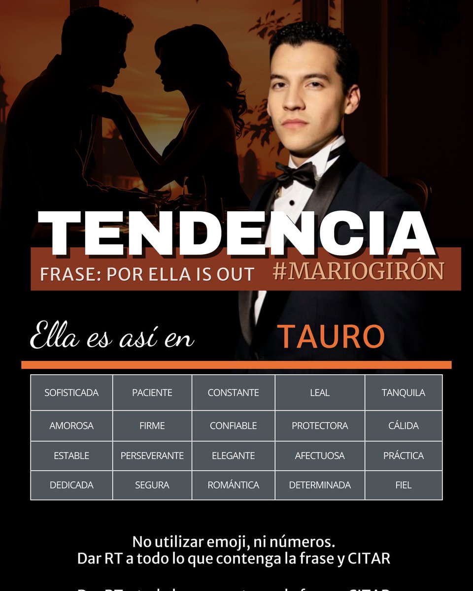 🌀TENDENCIA 🚀
HILO 2 🧵

👨🏽‍💻Frase: POR ELLA IS OUT
#MARIOGIRÓN

🏁OBJETIVO: Comenta la FRASE y el # más una PALABRA de la lista (1 palabra por post hasta terminarlos todos)

⏰ A las 8:30 p. m., dirígete a la cuenta de <a href="/Destinadas_of/">Destinadas_oficial ❤️‍🩹🧶</a> para el siguiente hilo.