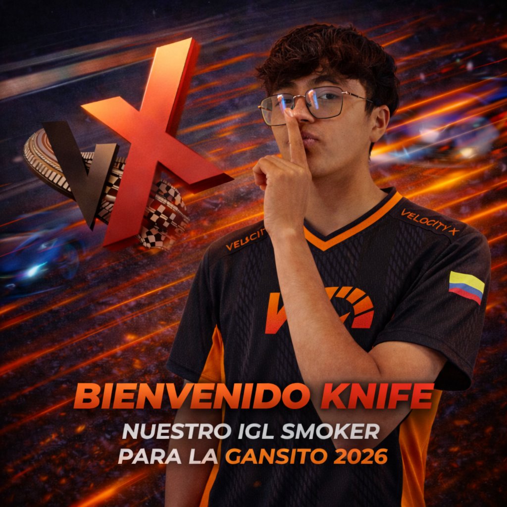 🧠💨 Knife se une a Velocity X como IGL Smoker.
Lectura de juego, control del mapa y decisiones que ganan rondas.
Rumbo a Gansito 2026. 🧡🖤