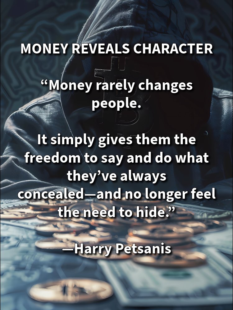 harrypetsanis's tweet image. Mindset &amp;amp; Character—Money Reveals Character with Harry Petsanis

Money Doesn’t Change You—It Exposes You

Money doesn’t create character—it removes the mask and reveals what someone has been willing to hide.
#MoneyMindset #CharacterMatters
#TruthHurts #AccountabilityCoaching
