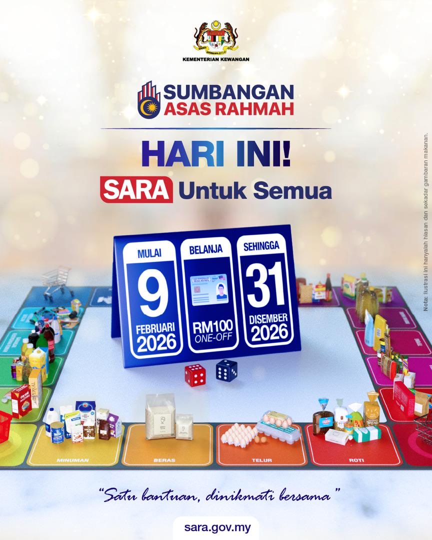 MOFmalaysia's tweet photo. 🎉 SARA untuk Semua bermula HARI INI, 9 Februari 2026! https://t.co/DhDVUfmCxT