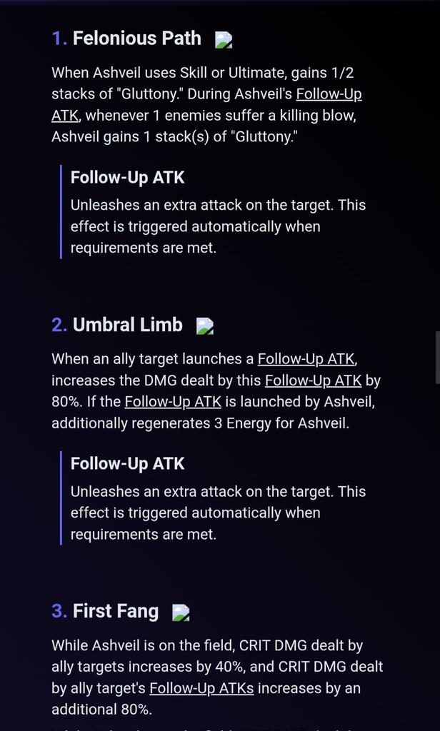 AraYuannn's tweet image. // 4.1 leaks

Ashveil kit is currently crack for fua team

Tldr

&amp;gt; he gives 40% DEF Shred, 80% FUA DMG, 40% Crit DMG and 80% FUA Crit DMG

On top of high multiplier for personal damage, imo right now u can play him as main dps until the next hp inflation arrives