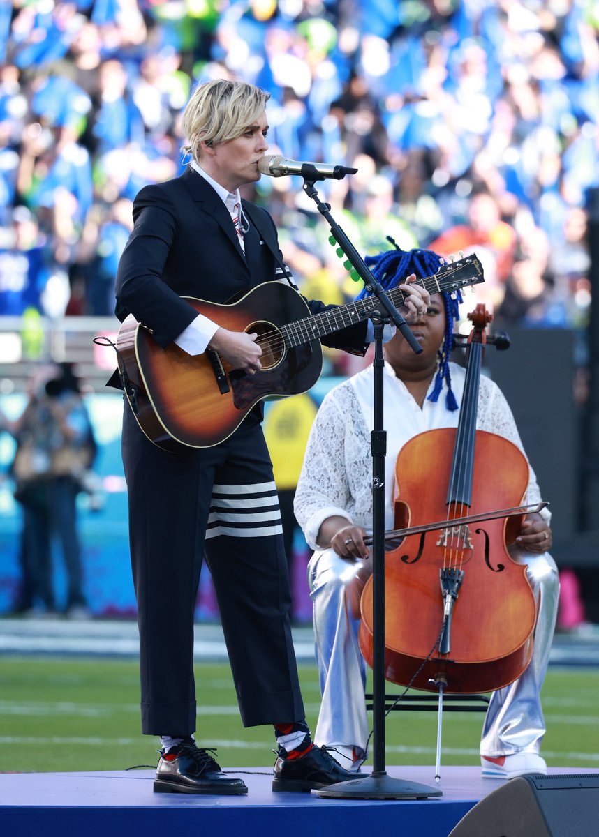 RocNation's tweet photo. Super Bowl LX Live! Experience Brandi Carlile’s performance of America the Beautiful:
https://t.co/nbVMiqfVFE  #SBLX @NFL @SNFonNBC https://t.co/v7oBj38nyv