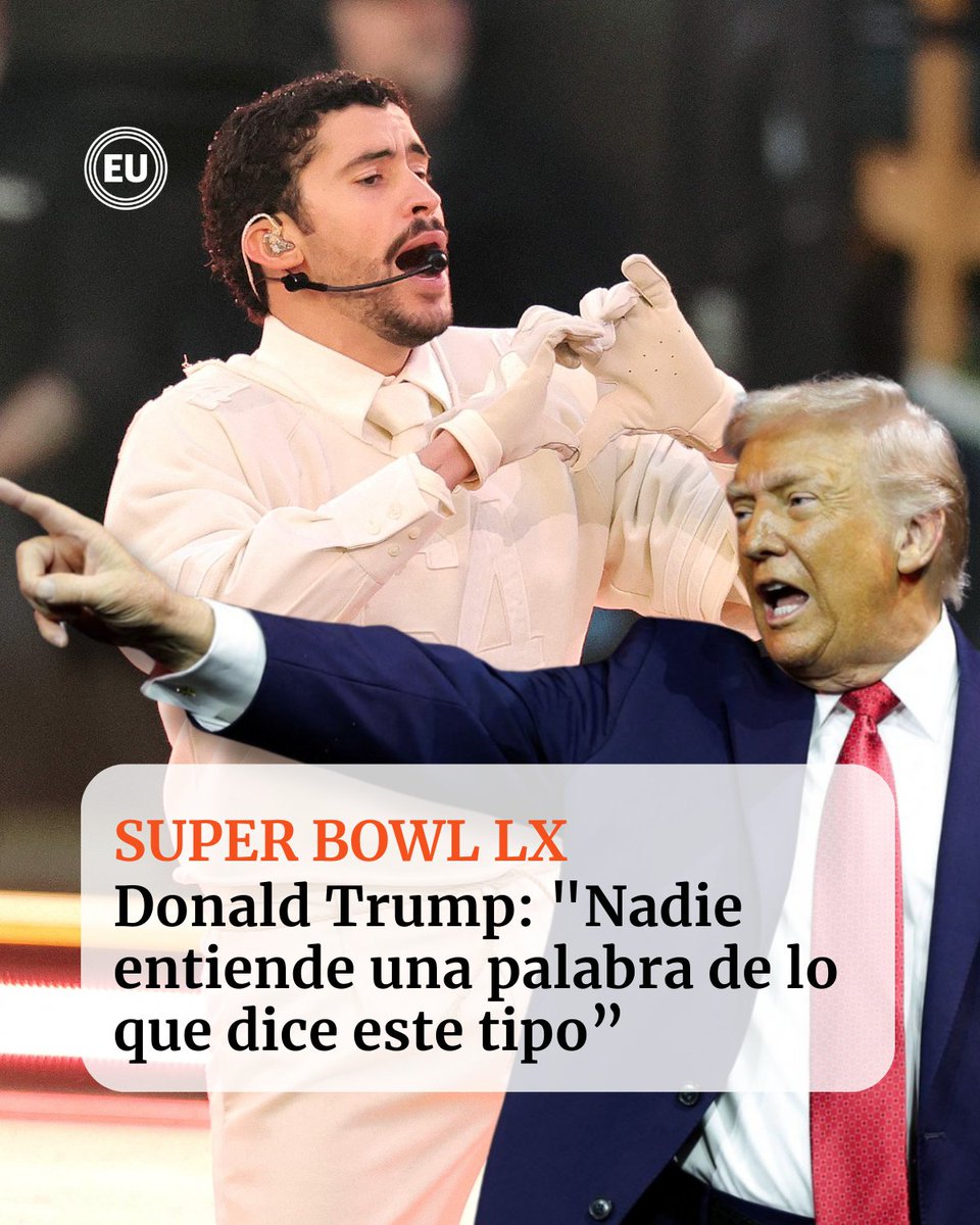 eluniversocom's tweet image. El presidente estadounidense declinó ir a la popular final de la Liga de fútbol americano y mostró su descontento con la elección de Bad Bunny para el show.

ow.ly/77Qw50YbkNC