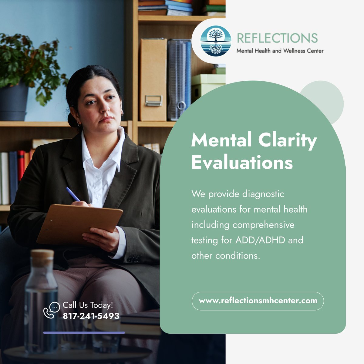 Reflectionsmhwc's tweet image. Receive detailed diagnostic testing to understand your mental health needs. 💡🧠 Our team supports clarity, accurate assessment, and tailored care. Reach out to start your evaluation.   

#BurlesonTX #MentalHealthCare #DiagnosticTesting #AssessmentTools #HealthInsights