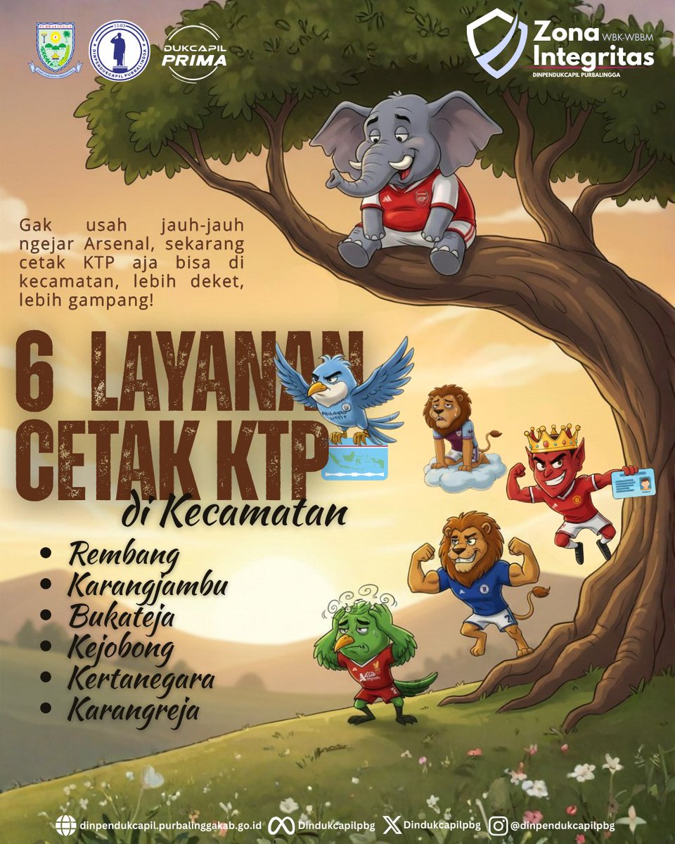 Sekarang, layanan cetak KTP udah bisa diakses di kecamatan-kecamatan terdekatmu di Rembang, Karangjambu, Karangreja, Bukateja, Kejobong, dan Kertanegara! 📍 

#Dukcapil #DukcapilJateng #DukcapilPurbalingga #PemkabPurbalingga #Purbalingga #ElkiaPOS