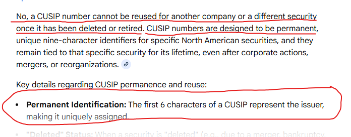 <a href="/Bitech_Tech/">Bimergen Energy $BESS</a> 
One simple Q for you
Did the Bitech request the same ticker as TRCH or did the SEC assign the same cusip?
FYI👇
 "No, a CUSIP number cannot be reused for another company or a different security once it has been deleted or retired"
$MMTLP
<a href="/kshaughnessy2/">kristen shaughnessy</a> <a href="/palikaras/">George Palikaras</a>