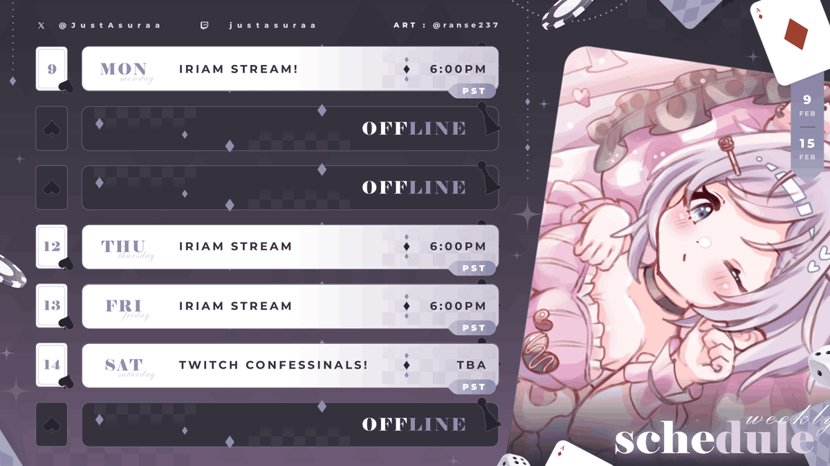 JustAsuraa's tweet photo. awa awa before i forget about the schedule this week let's spend lots of time yapping together aaa (losing it)
fan name: wildcards
links: https://t.co/pHr74E7Qyx
general: #asucall
🎨: #asudraw
memes: #asujoker
clips: #asufortune https://t.co/KErju0zbPq