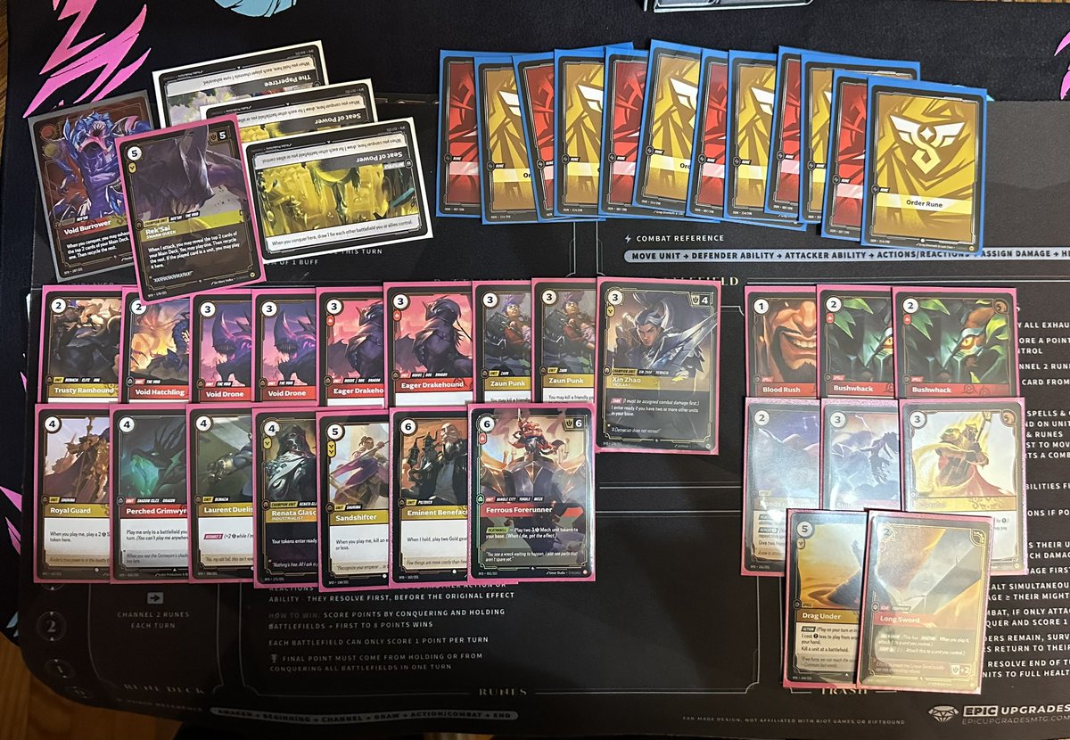 Pre-Rift #Spiritforged results. 

Went 2-1 Saturday (scooped the last round to an out of towner since it didn’t chance prize support) with the first pic. 

Went 2-0-1 today with the second pic. 

Both pools were Rek’sai. Leader kinda broken in limited IMO. 10/10 would go again