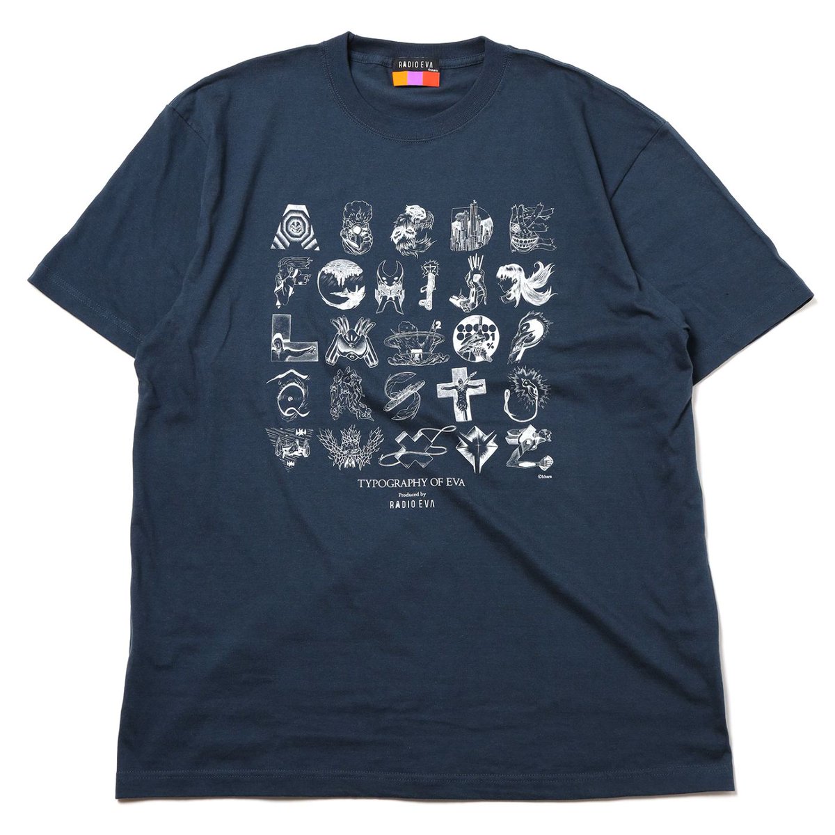 PICK UP】 TYPOGRAPHY OF EVA index T-Shirt β（SLATE×WHITE） M / L 