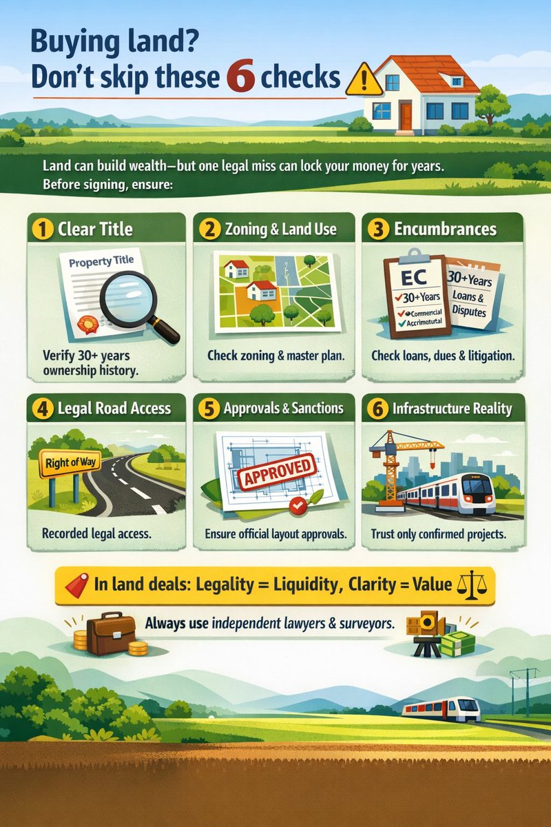 Check Sample Land Buying land? Don’t skip these 6 checks 🏡⚠️ Land can build wealth—but ...
