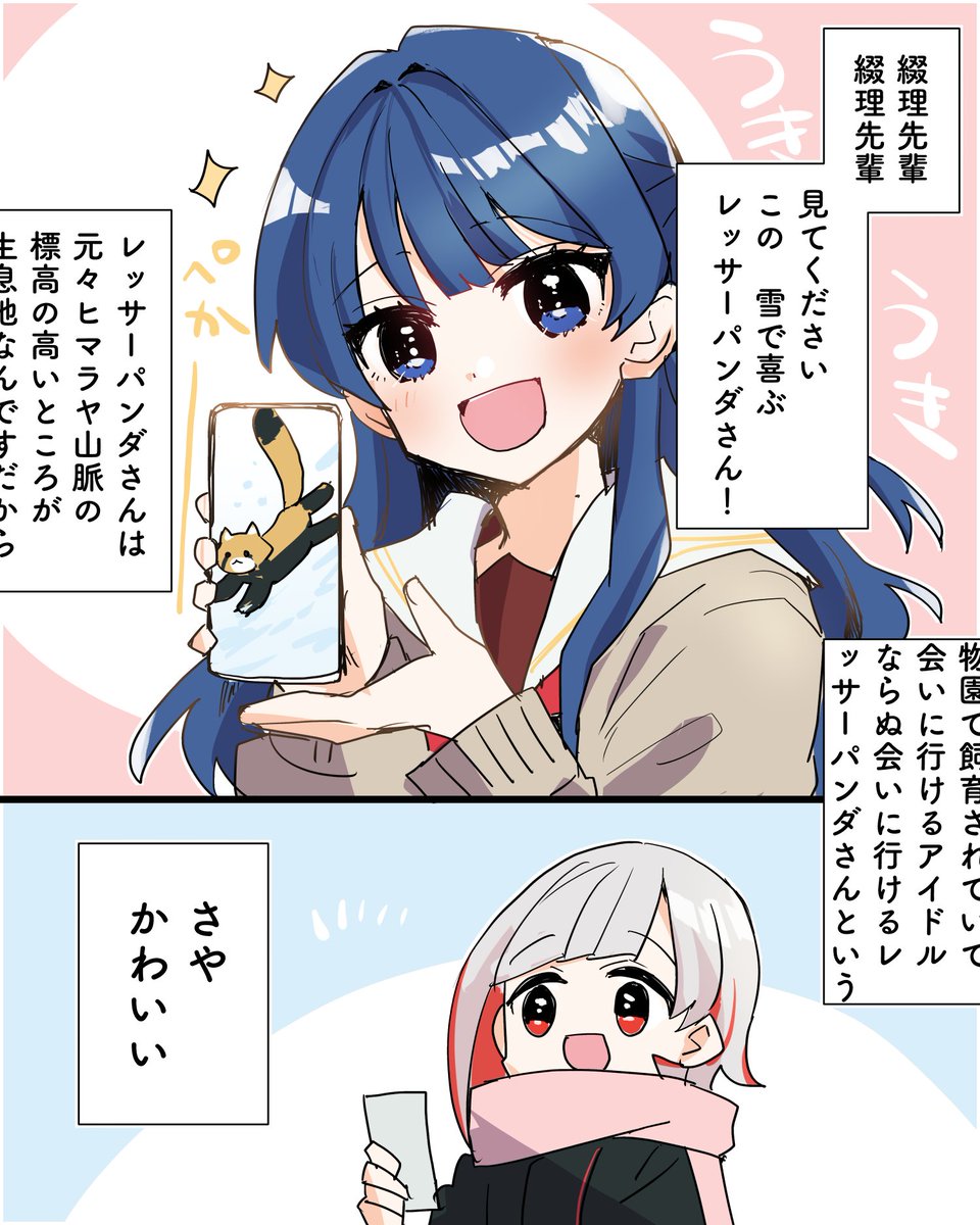 綴理先輩と村野の 雪の日レッサーパンダ 