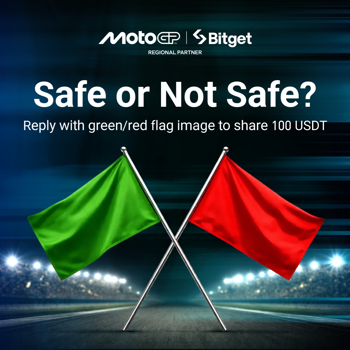 bitget's tweet image. Quiz Time!

Turning on Bitget Risk Warnings — Safe or Not Safe?

Reply with the Green Flag image (Safe) or Red Flag image (Not Safe) to share 100 USDT.

Period: Feb 9 - Feb 13
