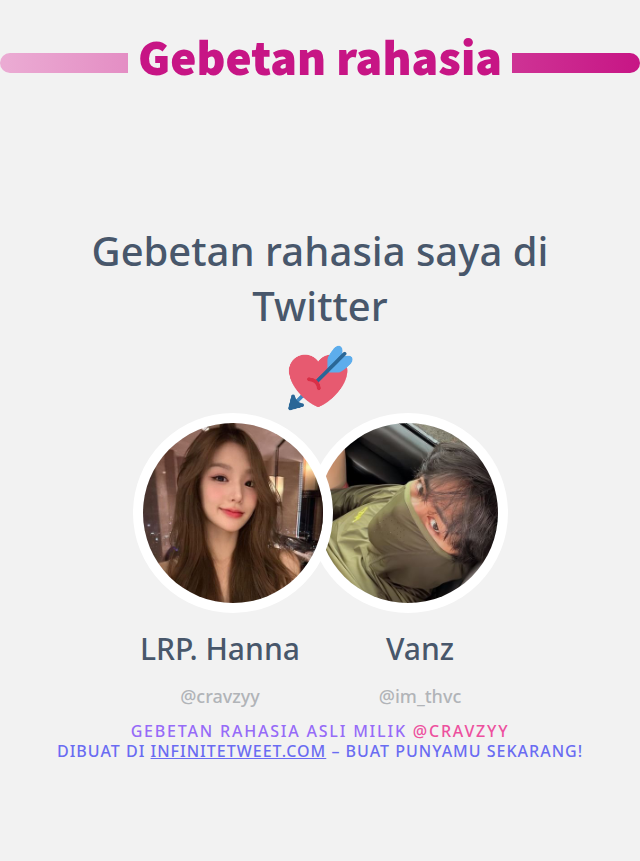 Gebetan rahasia saya di Twitter adalah <a href="/im_thvc/">Lilac</a>

➡️ infinitetweet.me/secret-crush?l…