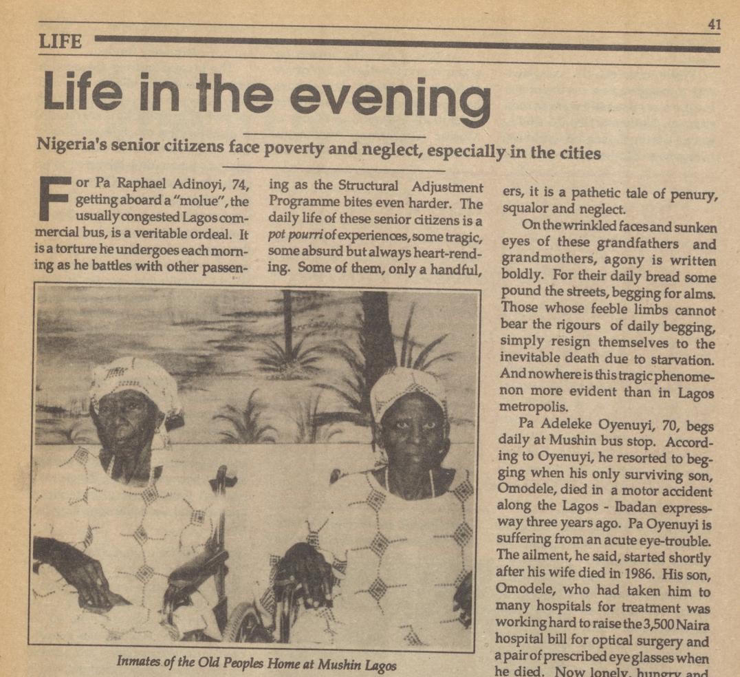 StartArchiving's tweet image. In 1991, many senior citizens in Lagos were surviving on the streets, begging for alms, struggling to board overcrowded buses, and watching their health collapse with little support. Wrinkled faces and sunken eyes told stories of people who had worked all their lives, only to end…