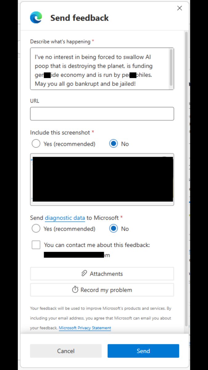 They tried to force 'Arsetifecal Ingerminence' on me.
This is how I shared my feedback.
Not sorry.