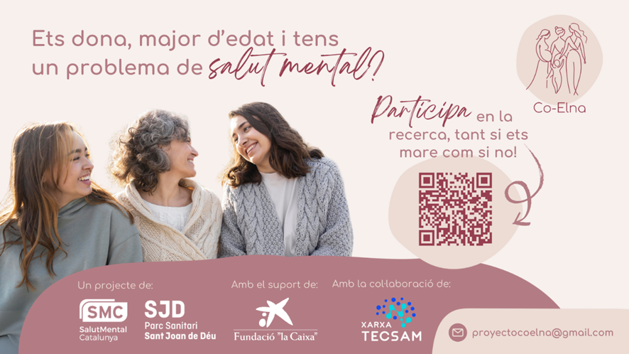🤝 <a href="/SalutMentalCat/">Salut Mental Catalunya</a> i <a href="/parcsanitarisjd/">Parc Sanitari Sant Joan de Déu</a> impulsen Co-Elna, una investigació per posar en relleu les necessitats de les dones amb problemàtica de #SalutMental greu, sobretot en les #mares.

🖐 Participa-hi! Com més dones hi participin, més gran serà l'impacte: bit.ly/3XWYgey
