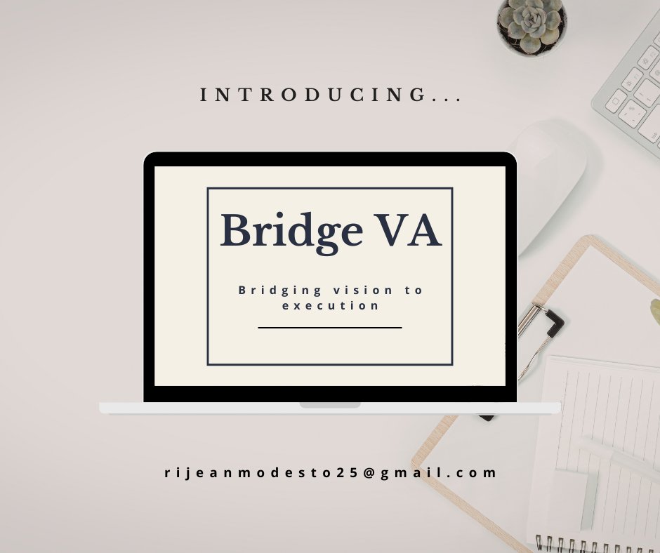 _bridgeVA's tweet photo. Introducing Bridge VA 💻✨
Your partner in managing tasks, organizing schedules, and supporting business growth. Let me handle the details so you can focus on what matters most! https://t.co/eJ31PKxhrd