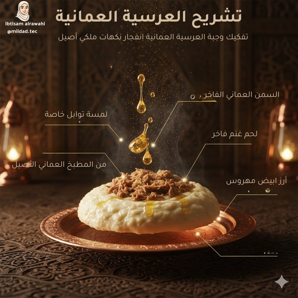 MidadTec's tweet photo. 🇴🇲🔥 اكتشف المطبخ العُماني… طبقة بطبقة!

هذا ليس مجرد طبق عُماني،
إنه تفكيك بصري ملكي (Exploded View)
حيث نكشف كل مكوّن، كل بهار، كل لمعة ذهبية ✨

📝 اكتب "تشريح" في التعليقات
واستلم البرومبت الخاص لتجربة AI بنفسك 📩
#المطبخ_العماني #OmaniCuisine #تفكيك_الأطباق #AIArt https://t.co/qDj0wnzdx4