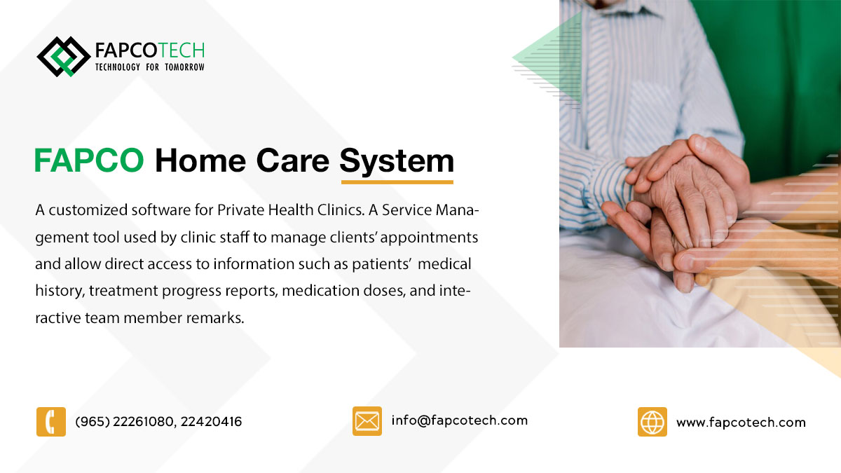 fapcotech's tweet photo. 𝐅𝐀𝐏𝐂𝐎 𝐇𝐨𝐦𝐞 𝐂𝐚𝐫𝐞 𝐒𝐲𝐬𝐭𝐞𝐦
https://t.co/L49fJN3QQs

#health #medical #healthcare #homecaresoftware #servicemanagement #Kuwait #solutionprovider #informationtechnology #applicationdevelopment #TechnologyConsulting #systemintegration #mobileappdevelopment https://t.co/twnOVbeA0g
