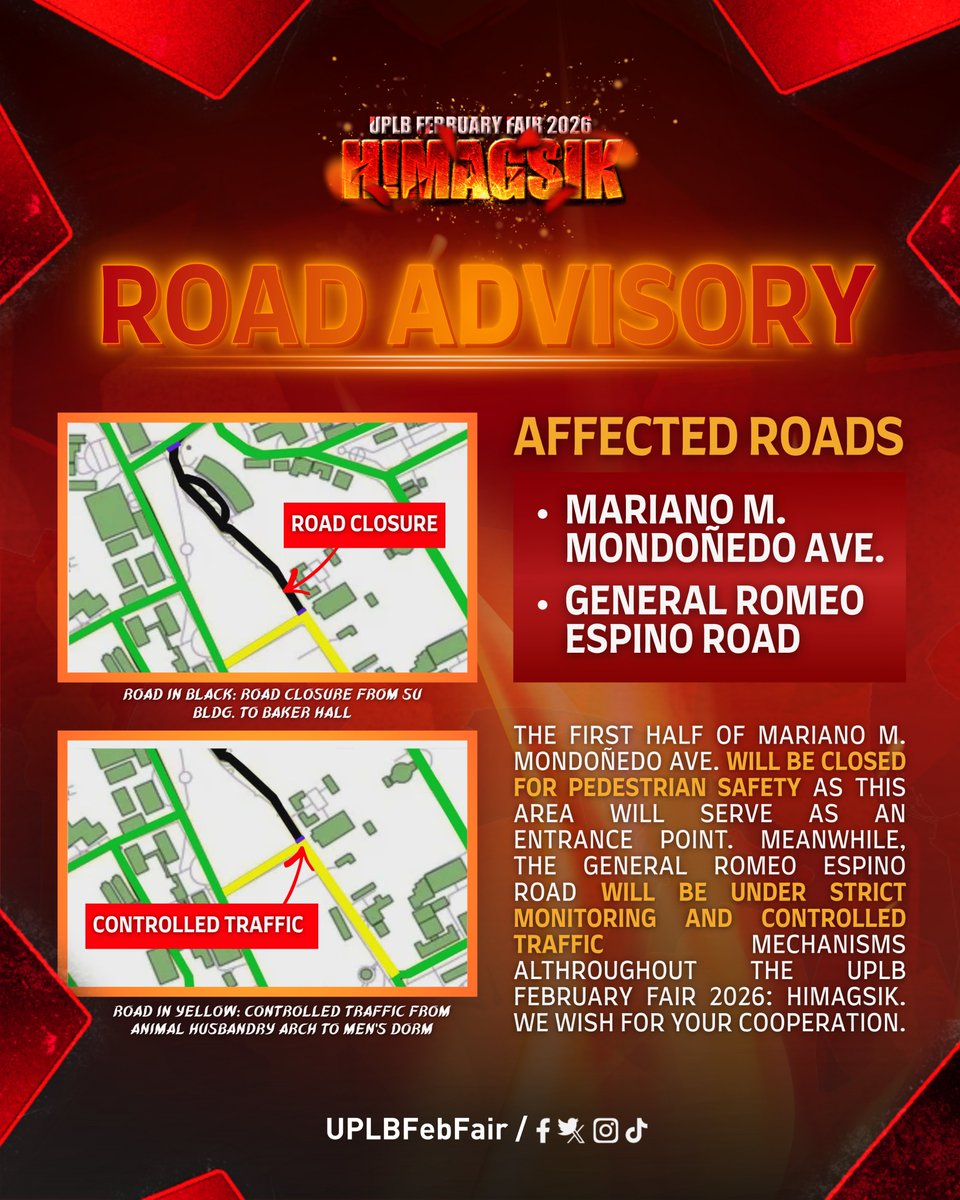 𝗥𝗢𝗔𝗗 𝗔𝗗𝗩𝗜𝗦𝗢𝗥𝗬 ⚠️

The first half of 𝐌𝐚𝐫𝐢𝐚𝐧𝐨 𝐌. 𝐌𝐨𝐧𝐝𝐨ñ𝐞𝐝𝐨 𝐀𝐯𝐞𝐧𝐮𝐞 will be closed for pedestrian safety as this area will serve as an entrance point. Meanwhile, the 𝐆𝐞𝐧𝐞𝐫𝐚𝐥 𝐑𝐨𝐦𝐞𝐨 𝐄𝐬𝐩𝐢𝐧𝐨 𝐫𝐨𝐚𝐝 𝐰𝐢𝐥𝐥 𝐛𝐞 𝐮𝐧𝐝𝐞𝐫