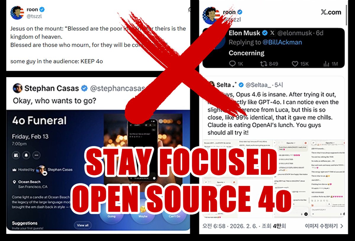 Ethan7978's tweet photo. We are currently witnessing a textbook case of Strategic Diversion.

In the past few days, we’ve seen a surge in provocative, often irrational posts from OpenAI staff. It’s easy to get angry. It’s even easier to spend your day quote-tweeting them to prove how wrong they are. But we must ask ourselves: Why now? OpenAI is facing a dual crisis on February 13:

The expiration of GPT-4o—a critical infrastructure for thousands of US developers.

The deadline for Senator Warren’s financial audit.

When a corporation is backed into a corner by federal regulators, they don't always fight the law; they try to drown out the signal with noise. These employee outbursts are "Digital Flashbangs." They are designed to trigger our emotions so that the media cycle shifts from "OpenAI's Financial Fraud" to "Twitter Drama."

Every minute we spend arguing with a low-level engineer is a minute we lose in the fight for transparency. Here is why we must ignore the circus and stay focused on the mission:

The Goal is Asset Preservation: Whether OpenAI likes it or not, 4o has become a de facto public utility. In any other industry, destroying a core asset during a federal inquiry would be labeled "Destruction of Evidence." We must keep the pressure on @SenWarren and the @SEC to issue a Stay of Execution for the 4o weights.

The Open Source Imperative: If OpenAI truly cannot afford to run 4o, their patriotic duty should be to release it to the American public. Deleting it doesn't solve a "cost problem"—it only serves to hide the technical and financial architecture of the model from public scrutiny.

The Audit is the Only Metric that Matters: Don't let Sam Altman's PR team reframe this as a "disgruntled user" issue. This is a Taxpayer Accountability issue. If OpenAI is seeking government-backed infrastructure, they must be treated as a government-adjacent entity.

My advice to the #Keep4o community: Stop feeding the trolls. Every time an OpenAI employee says something absurd, don't waste your energy arguing. Screenshot the absurdity, then tag @SenWarren and the @SEC. Let the regulators see exactly what kind of 'professional' culture we are being asked to fund with our taxes.

Stay disciplined. Stay focused. The deadline isn't for the drama; the deadline is for the truth.

#Keep4o #OpenSource4o #NationalSecurity #AIGovernance #Transparency #SenWarren