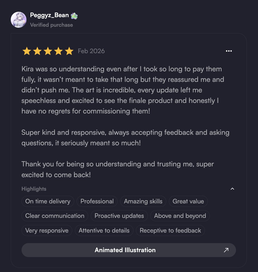 Thank you so much for your review <a href="/Peggyz_Bean/">Peggy!! {Rebranding soon}💛🩵🪄</a> 🤍
It was a pleasure working with you (๑˃ᴗ˂๑)~
#VGenArtist #VGenComm