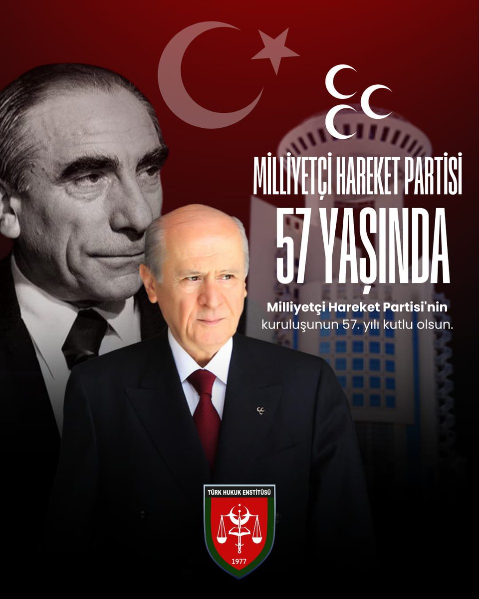 Milliyetçi Hareket Partisi'nin 
kuruluşunun 57. yılı kutlu olsun.