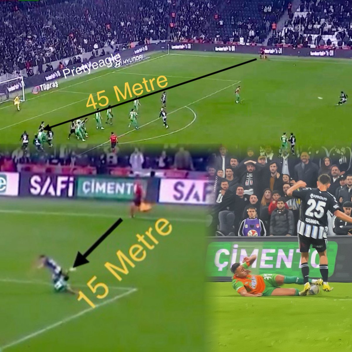 45 metreden ofsayt olmayan pozisyona o kalabalığın içinde “Ben gördüm ofsayt” diye bayrak kaldıran yan hakem arkadaş,
Önü açık pozisyonda 15 metre önündeki kayarak taban girmeyi görmüyor !!!!!
Şu penaltı pozisyonunu görüp orta hakemi uyarmayanda, görmeyip orta hakemi