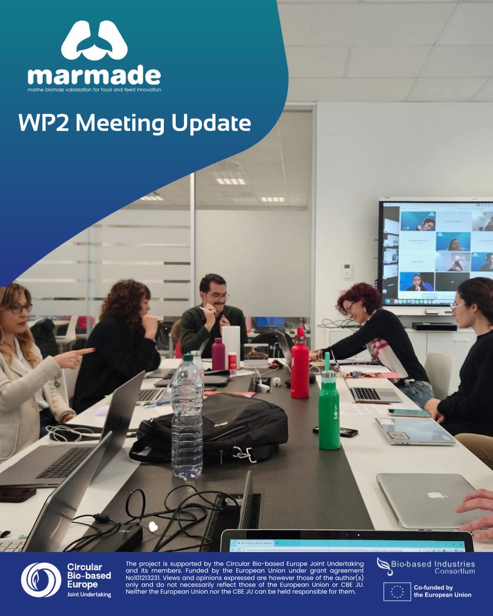 𝐖𝐏𝟐 𝐌𝐞𝐞𝐭𝐢𝐧𝐠 | 𝐌𝐀𝐑𝐌𝐀𝐃𝐄
WP2 partners met to align on next steps, focusing on seaweed &amp; crustacean collection, data harmonisation, and lab analysis.

📷ttps://shorturl.at/1P4Yl

Strong coordination now = solid progress ahead. 🔬♻️
#MARMADE #CBEJU #CircularEconomy