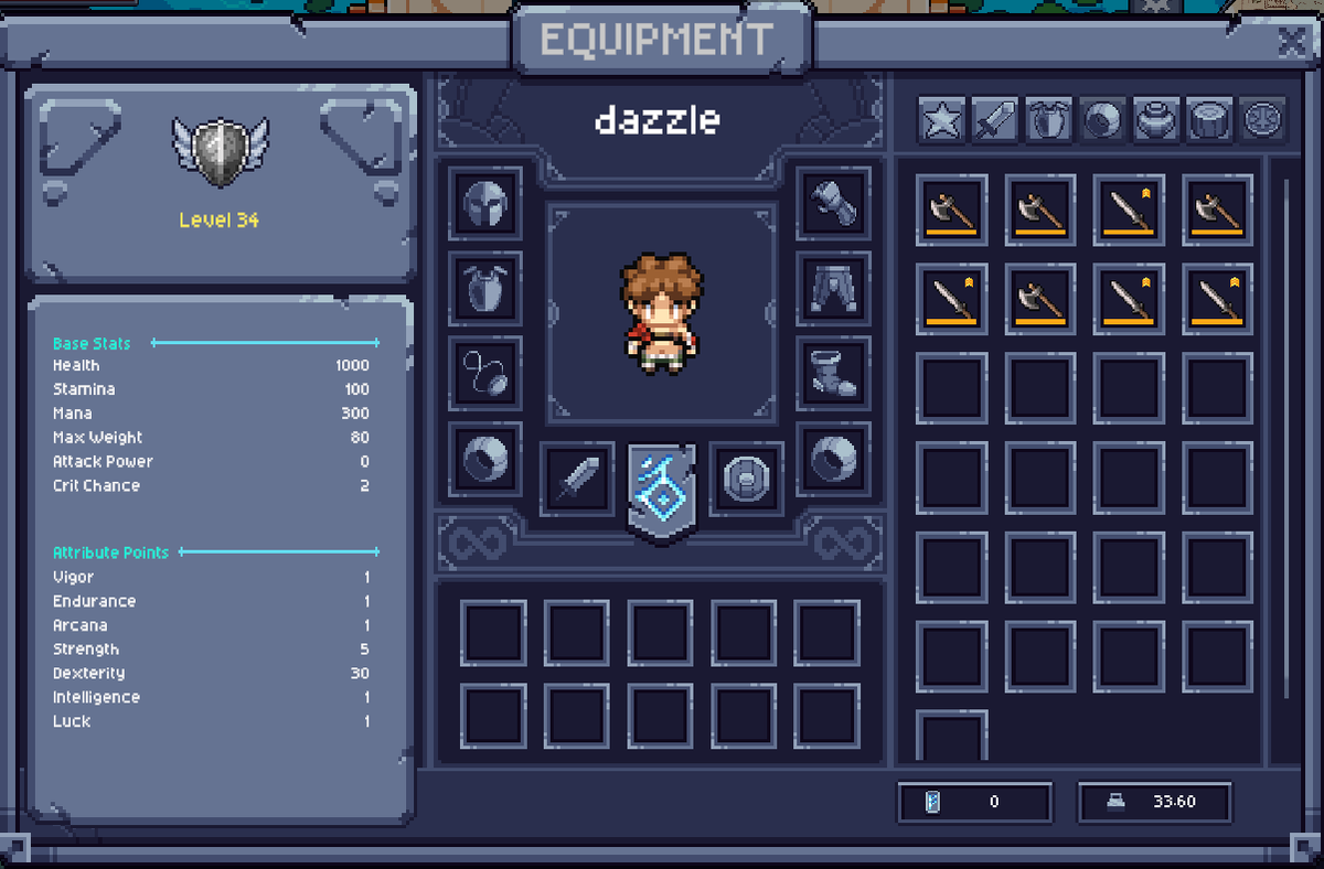 razzweb3's tweet photo. Finally reached 30 Dexterity on @RuyuiStudios, I wonder which stat should I upgrade next? Any ideas out there? https://t.co/eqMxGVpVEM