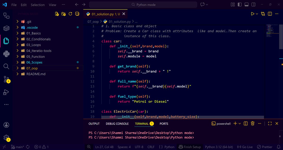 Shami_Kumar1's tweet image. Revising core Python concepts like classes, objects, and inheritance.
Learning from Hitesh Choudhary Sir on Chai aur Code — solid fundamentals 🙌
🔗 github.com/Shami-sharma/P…

#Python #OOP #ChaiAurCode #HiteshChoudharySir #LearningJourney