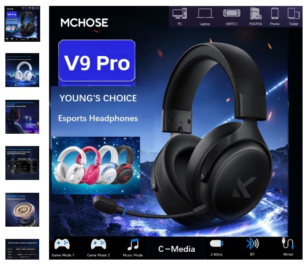 shopping_soma's tweet image. MCHOSE V9 PRO Wireless Gaming Headphones 

3-mode connectivity, noise reduction, and esports-grade sound for ultimate pro gaming. Buy now! 
Get it - s.click.aliexpress.com/e/_c38eV42L

#GamingGear
 #WirelessHeadphones
 #MCHOSE #USTech
#AliexpressUSA