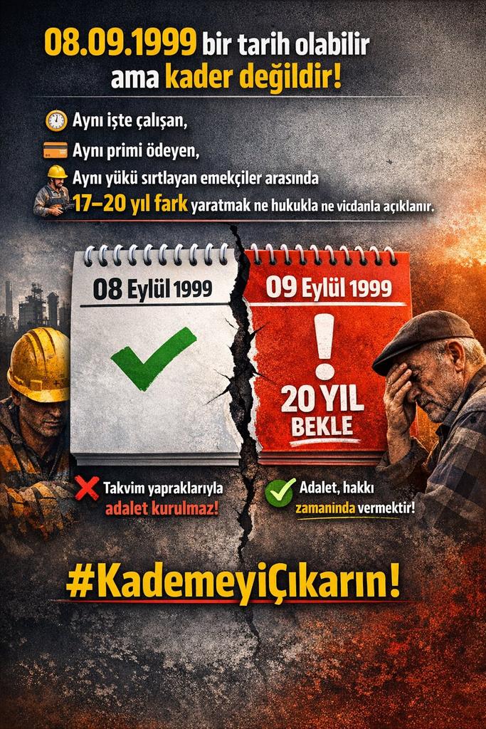<a href="/EmadDernegi/">EMEKLİLİKTE ADALET DERNEĞİ ⚖️</a> Eyt öncesi çalışanlar arasında 2 yıllık emeklilik fark 17-20 yıla çıktı. 
Seçim yatırımı değil,adaletin tesisi için Kademeli Emeklilik daha fazla geciktirilemez. 

<a href="/EmadDernegi/">EMEKLİLİKTE ADALET DERNEĞİ ⚖️</a>
#KademeİçinAdalet